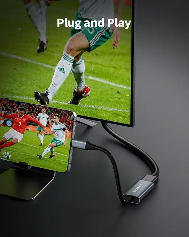 Alt view image 6 of 7 - USB C to HDMI Adapter 4K Type C to HDTV Female Adapter [Thunderbolt 3] Compatible for iPhone 16/15 Pro Max MacBook Pro/Air Surface Galaxy S21 S20 Ultra[Only USB C to HDMI]