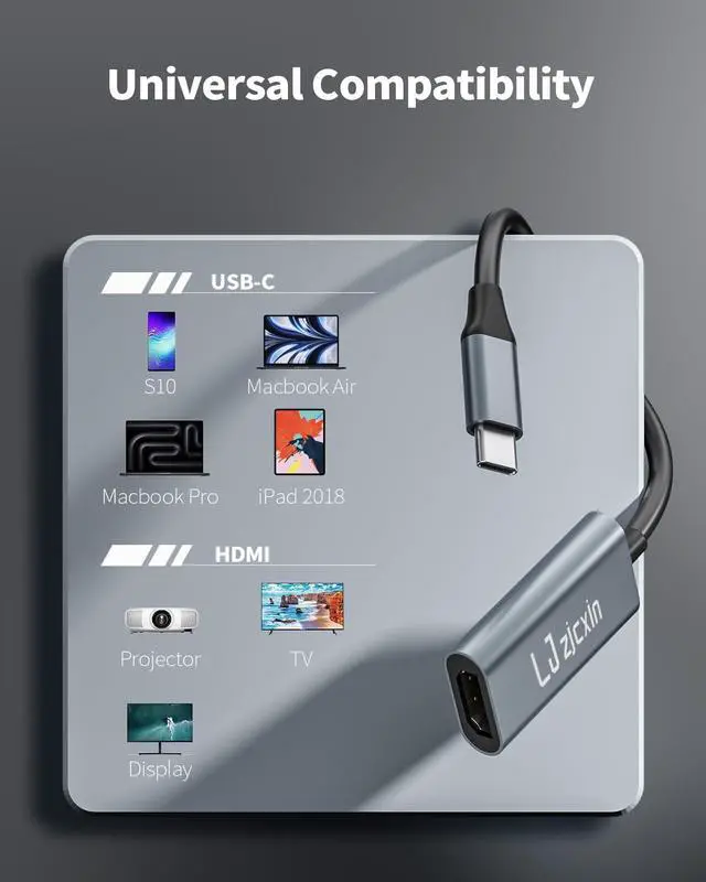 Alt view image 7 of 7 - USB C to HDMI Adapter 4K Type C to HDTV Female Adapter [Thunderbolt 3] Compatible for iPhone 16/15 Pro Max MacBook Pro/Air Surface Galaxy S21 S20 Ultra[Only USB C to HDMI]