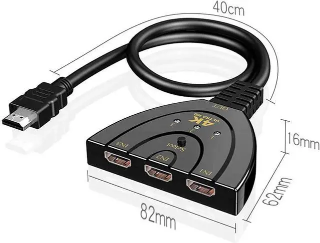 Alt view image 6 of 7 - HDMI Splitter Adapter Cable 1080P HDMI Splitter 3 in 1 Out HDMI Male to 2 HDMI Female 1 to 2 Way Splitter Cable for HDTV LCD Monitor and Projectors