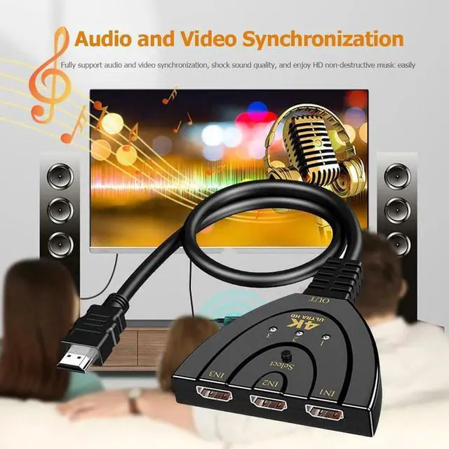 Alt view image 7 of 7 - HDMI Splitter Adapter Cable 1080P HDMI Splitter 3 in 1 Out HDMI Male to 2 HDMI Female 1 to 2 Way Splitter Cable for HDTV LCD Monitor and Projectors