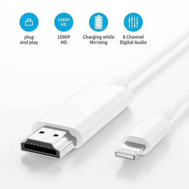 Alt view image 2 of 7 - [ MFi Certified] Lightning to HDMI Cable Adapter for iPhone 1080P Lightning to HDMI Digital AV Adapter HDTV Cord Compatible with iPhone 14 13 12 11 Pro Max XS XR X 8 to TV Projector Monitor-6.6ft