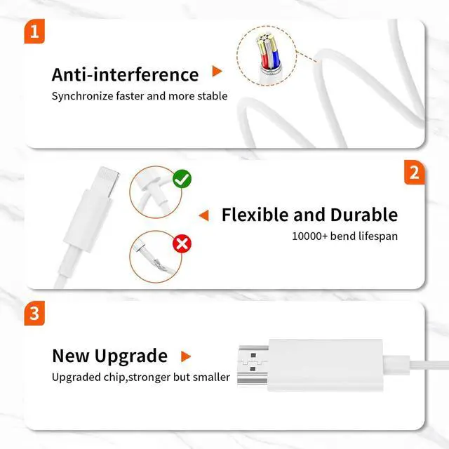 Alt view image 4 of 7 - [ MFi Certified] Lightning to HDMI Cable Adapter for iPhone 1080P Lightning to HDMI Digital AV Adapter HDTV Cord Compatible with iPhone 14 13 12 11 Pro Max XS XR X 8 to TV Projector Monitor-6.6ft