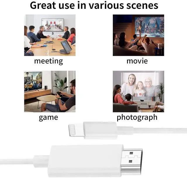 Alt view image 7 of 7 - [ MFi Certified] Lightning to HDMI Cable Adapter for iPhone 1080P Lightning to HDMI Digital AV Adapter HDTV Cord Compatible with iPhone 14 13 12 11 Pro Max XS XR X 8 to TV Projector Monitor-6.6ft