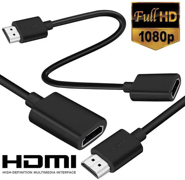 Alt view image 3 of 7 - 4 Pack 19 Pin Male to Female HDMI Extension Cable Support 4K 1080P HDMI Extender Adapter Compatible for TV Stick DVD HDTV LCD HD TV  (1FT Black)