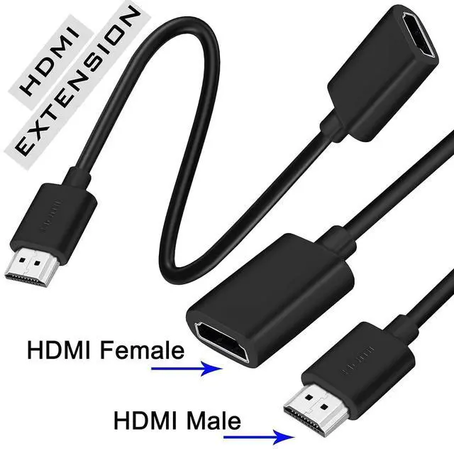 Alt view image 4 of 7 - 4 Pack 19 Pin Male to Female HDMI Extension Cable Support 4K 1080P HDMI Extender Adapter Compatible for TV Stick DVD HDTV LCD HD TV  (1FT Black)