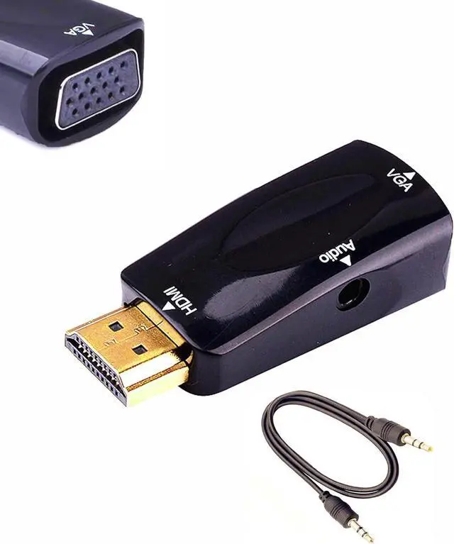 Main image of HDMI to VGA Adapter Converter with 3.5mm Audio Jack Cable 50cm VGA Female to HDMI Male Gold Plated Connector for HDTV PC Desktop Monitor Laptop Projector