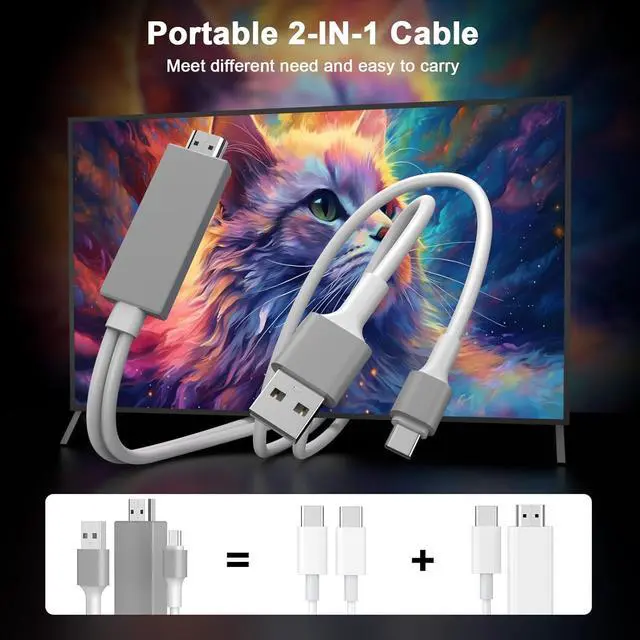 Alt view image 7 of 7 - USB C to HDMI Cable Adapter for iPhone 17 to TV [ MFi Certified] 1080P Type C Digital AV Adapter Cord with USB Charging Port Compatible for iPhone 17 16 15 Pro Max to HDTV Projector Monitor 6ft