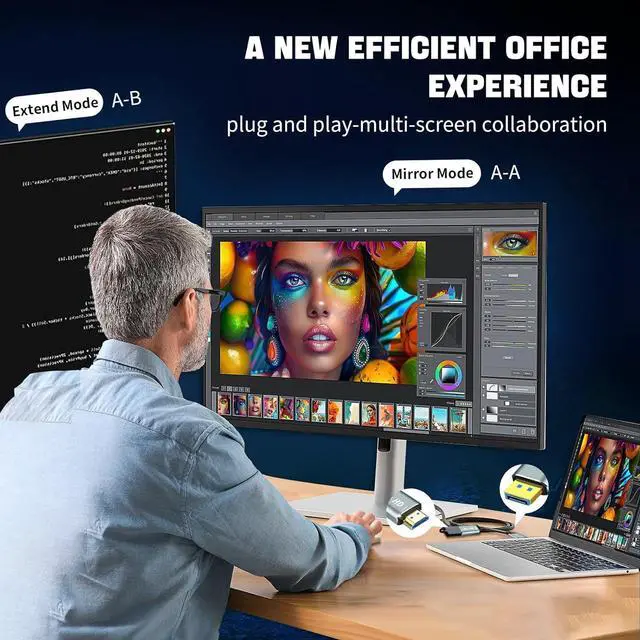 Alt view image 7 of 7 - 4K Display Port to HDMI Adapter Uni-Directional Display Port Computer to HDMI Plug & Play Converter with Audio & Video Sync for HDTV/Monitor/Projector/PC Durable Gold-Plated Connectors