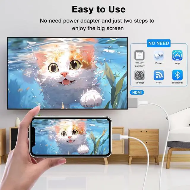 Alt view image 4 of 7 - USB C to HDMI Cable Adapter for iPhone 17 to TV [ MFi Certified] 1080P Type C Digital AV Adapter Cord with USB Charging Port Compatible for iPhone 17 16 15 Pro Max to HDTV Projector Monitor 6ft