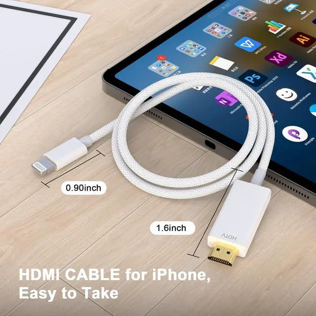 Alt view image 7 of 7 - [ MFi Certified]  Lightning to HDMI Cable Adapter for iPhone to TV 1080P Digital AV Adapter Sync Screen Woven Cable Compatible for iPhone 14 13 12 11 Pro Max XS XR X to TV Projector Monitor