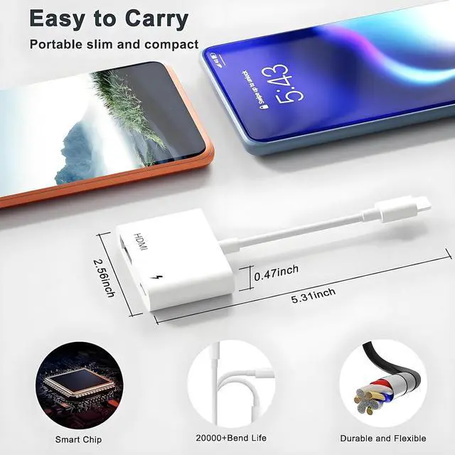 Alt view image 7 of 7 - [MFi Certified] Lightning to HDMI Adapter for iPhone Digital AV Adapter 1080P HD Video HDMI Sync Screen Connector Cable with Charging Port for iPhone 14 13 12 11 X 8 7 iPad on HDTV/Projector/Monitor
