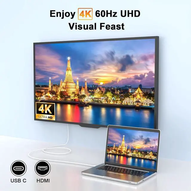 Alt view image 2 of 7 - [MFi Certified] USB C to HDMI Adapter for iPhone 17 16 15 to TV 4K@60Hz Type-C to HDMI Adapter Cable 6FT for iPhone 17 16 Pro Max/15 to HDTV Projector Monitor Outdoor TV