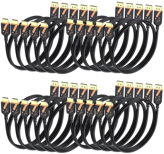 Main image of 4K DisplayPort to HDMI Cables 20-Pack 6FT DP to HDMI Cable Adapter Male to Male Gold-Plated Supports UHD Video and Audio for Computer Monitor HDTV Projector-(Not-Bidirectional)