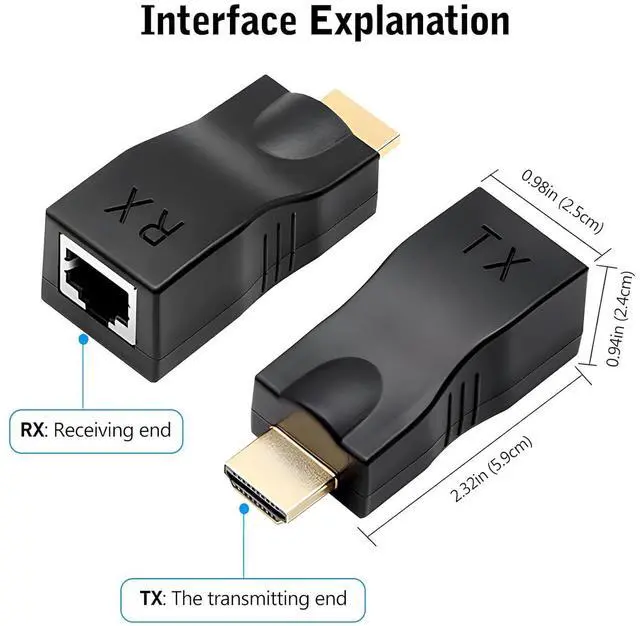 Alt view image 4 of 7 - HDMI Extender Over Cat 5e/6 2-Port HDMI to RJ45 Ethernet Network Converter Supports 1080P up to 30m/98ft Ideal for HDTV Set Top Box DVD PS4 STB Projector Digital Monitor