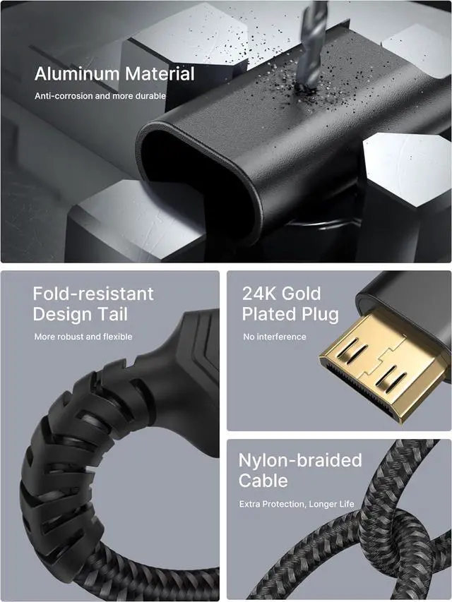 Alt view image 7 of 7 - Mini HDMI to HDMI Adapter 2Pack Mini HDMI Male to HDMI Female Cable with 4K 60Hz HDR 3D 18Gbps Compatible with Camera Camcorder Graphics Card Raspberry Pi Zero W Laptop Tablet-Black