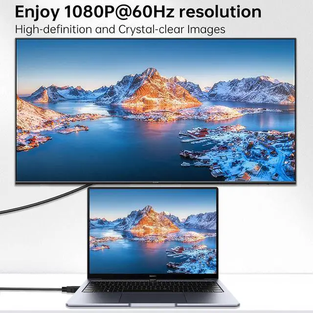 Alt view image 4 of 7 - HDMI to VGA Cable 6 Feet Computer HDMI to VGA Monitor Cable 1080P@60Hz Video Cord (Male to Male) Compatible for Computer Desktop Laptop PC Monitor Projector HDTV and More Uni-Directional