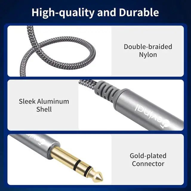 Alt view image 3 of 7 - 1/4 inch Headphone Extension Cable 6.35mm TRS Male to Female Stereo Cord Quarter Inch Guitar Cable Extender 6ft (2 Meters)