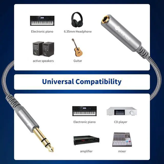 Alt view image 4 of 7 - 1/4 inch Headphone Extension Cable 6.35mm TRS Male to Female Stereo Cord Quarter Inch Guitar Cable Extender 6ft (2 Meters)