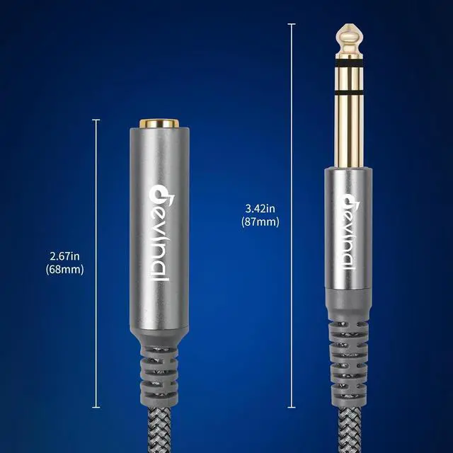 Alt view image 7 of 7 - 1/4 inch Headphone Extension Cable 6.35mm TRS Male to Female Stereo Cord Quarter Inch Guitar Cable Extender 6ft (2 Meters)