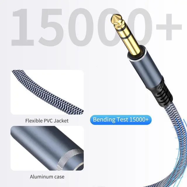 Alt view image 6 of 7 - 1/4 inch Extension Cable 10ft 1/4 Male to Female Stereo Headphone Guitar Cable