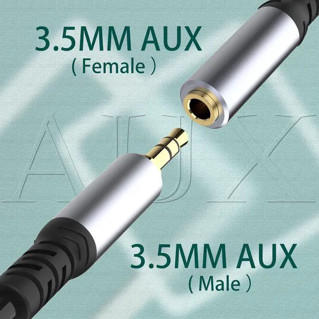 Alt view image 2 of 6 - Headphone Extension Cable (1M/3.3FT) 3.5mm Aux Jack Audio Extension Cable Male to Female 24K Gold Plated Hi-Fi Sound Stereo Aux Extender Cord for Headset iPhone iPad Smartphones Tablets & More