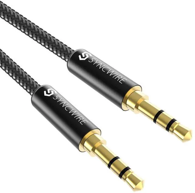 Main image of Syncwire 3.5mm Nylon Braided Aux Cable (3.3ft/1m Hi-Fi Sound) Audio Auxiliary Input Adapter Male to Male Cord for Headphones Car Home Stereos Speaker iPhone iPad iPod Echo & More  Black