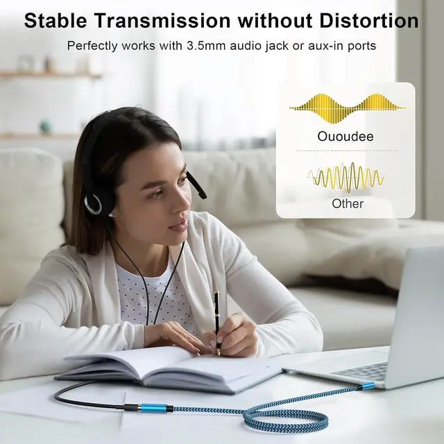 Alt view image 7 of 7 - Headphone Extension Cable 6FT 3.5mm Extension Audio Cable Male to Female Aux Adapter Hi-Fi Sound Stereo Extender TRRS Braided Aux Cord for Headset iPhone iPad  Pixel Smartphones Media Players