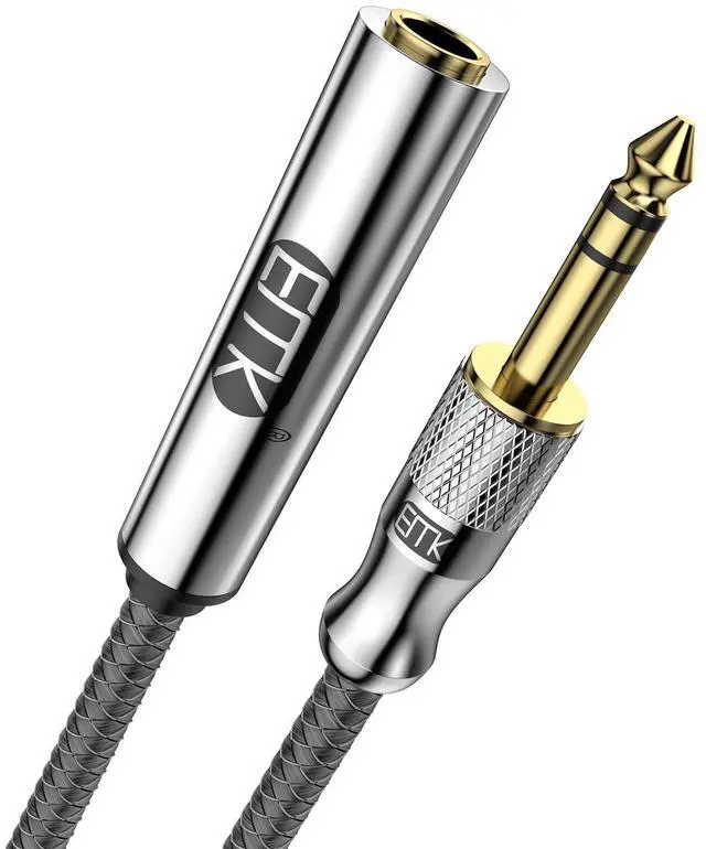 Main image of Premium 1/4 (6.35mm) Male to Female Stereo Extension Cable (4Ft/1.2M) - Gold-Plated Quarter Inch Headphone/Guitar/Audio Extension Cord for Studio Equipment Amplifiers & Instruments