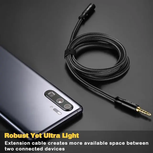 Alt view image 2 of 7 - 3.5 mm Headphone Extension Cable TRRS 4-Pole Male to Female Headset Audio Extension Cable AUX Cord for Phones Gaming headsets TV Laptop PC Car Audio Speakers MP3(7 Feet)