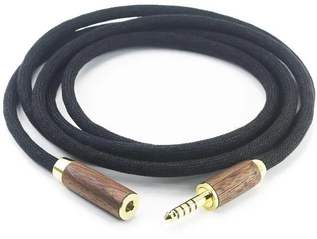 Main image of 4.4mm Male to 4.4mm Female Balanced Headphone Audio Adapter Cable Extension Cord 6N OCC Copper Single Crystal Silver Plated Wire Walnut Wood Shell 1.5meters/4.9ft