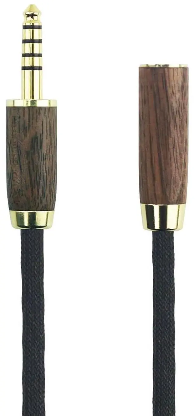 Alt view image 3 of 5 - 4.4mm Male to 4.4mm Female Balanced Headphone Audio Adapter Cable Extension Cord 6N OCC Copper Single Crystal Silver Plated Wire Walnut Wood Shell 1.5meters/4.9ft