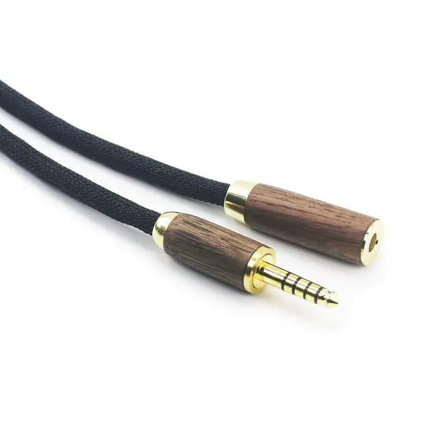 Alt view image 5 of 5 - 4.4mm Male to 4.4mm Female Balanced Headphone Audio Adapter Cable Extension Cord 6N OCC Copper Single Crystal Silver Plated Wire Walnut Wood Shell 1.5meters/4.9ft