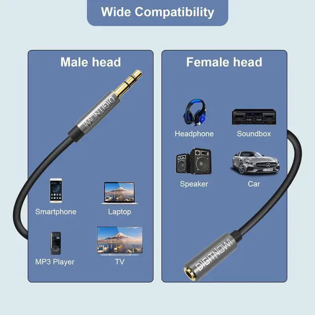 Alt view image 4 of 7 - Headphone Extension Cable 3.5mm TRS Male to Female Stereo Extension Cord Adapter 1/8 Male to 1/8 Female Audio Aux Jack Extender for Amplifiers Guitar Keyboard Piano Home Theater Mixing Console