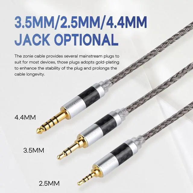 Alt view image 5 of 7 - Tripowin Zonie IEM Cable 16 Core Silver Plated Earphone Upgraded Cords 1.25m SPC in Ear Monitor Cable for ZS10 PRO 2 AS10 PRO ZSN PRO X Waner SIMGOT EM6L(Recessed 2pin 3.5mm)(Grey)