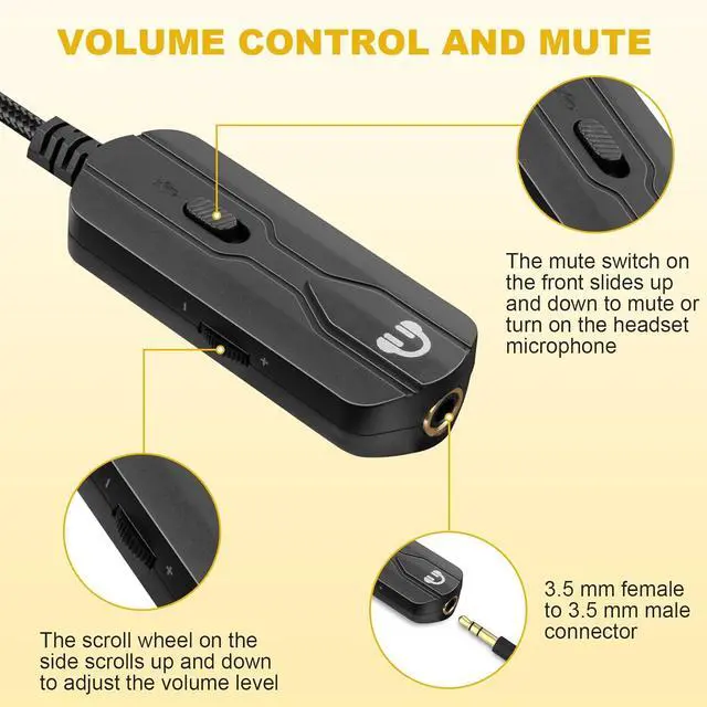 Alt view image 2 of 7 - 3.5mm Headphone Extension Cable with Volume Control and Mute Male to Female Audio Cable Cord Compatible with  700 QC45 QC35 II Sony MDR-XB920 WH-1000XM3 Headphones 5Ft