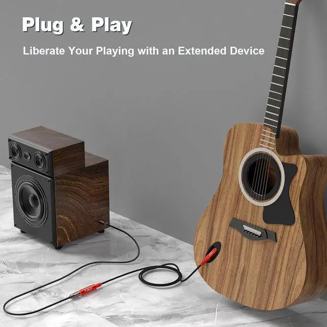 Alt view image 5 of 7 - 1/4 Inch Extension Cable 6.35 mm Stereo Male to Female Gold Plated Connectors Durable PVC and Copper Professional Audio Extender for Headphones Guitars Home Theater Red 3 feet