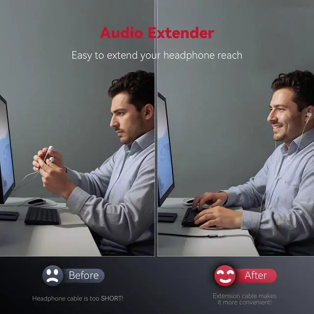 Alt view image 3 of 7 - Headphone Extension Cable 5ft-(No Mic Support) 3.5mm Extension Cable Nylon Braided Male to Female Aux Cord Extender for Smartphones Headphones Laptops Tablets Speakers