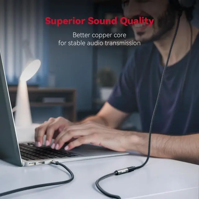 Alt view image 7 of 7 - Headphone Extension Cable 5ft-(No Mic Support) 3.5mm Extension Cable Nylon Braided Male to Female Aux Cord Extender for Smartphones Headphones Laptops Tablets Speakers