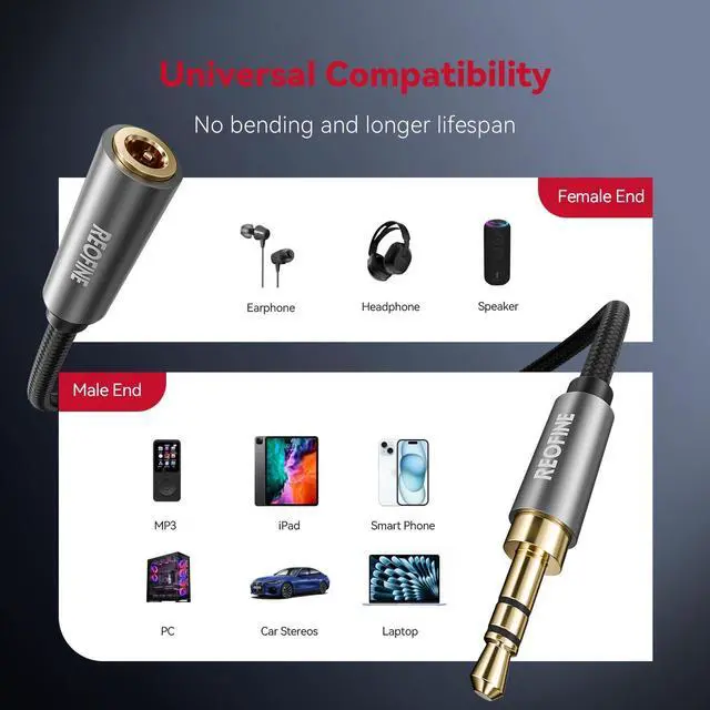 Alt view image 6 of 7 - Headphone Extension Cable 5ft-(No Mic Support) 3.5mm Extension Cable Nylon Braided Male to Female Aux Cord Extender for Smartphones Headphones Laptops Tablets Speakers