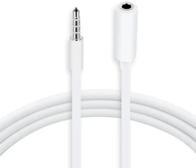 Alt view image 2 of 6 - 2-Pack 3.5mm 4-Pole Male to Female Auxiliary Extension Audio Stereo Cable Cord for Headphones  iPad iPhone iPod  Galaxy Android MP3 Players -White (3.3 Feet)