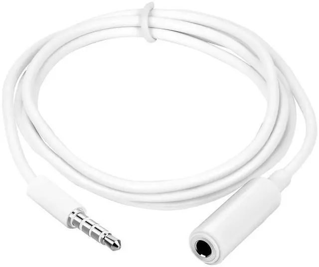 Main image of 2-Pack 3.5mm 4-Pole Male to Female Auxiliary Extension Audio Stereo Cable Cord for Headphones  iPad iPhone iPod  Galaxy Android MP3 Players -White (3.3 Feet)