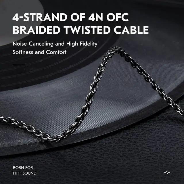 Alt view image 2 of 5 - 2 Meter 2 Pins in Ear Monitor Cable CCA CRA IEM Extension Headphone Cable Cords for EDX PRO/Castor/KZ ZS10 PRO/ZAR/ZAX/ZAS/AS16/ZSNPRO CCZ 4N OFC Silver-Plated Wire (Inky 2Pins 0.78mm 3.5mm Plug)