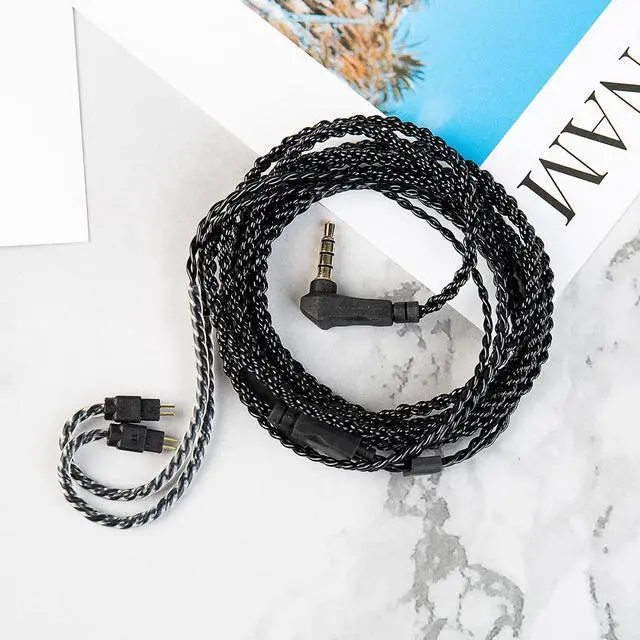 Alt view image 4 of 5 - 2 Meter 2 Pins in Ear Monitor Cable CCA CRA IEM Extension Headphone Cable Cords for EDX PRO/Castor/KZ ZS10 PRO/ZAR/ZAX/ZAS/AS16/ZSNPRO CCZ 4N OFC Silver-Plated Wire (Inky 2Pins 0.78mm 3.5mm Plug)