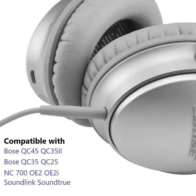 Alt view image 2 of 6 - Replacement Audio Cable Cord Extension Wire for  QuietComfort QC25 QC35 Headphones with in line Mic Volume Control (No mic Grey)