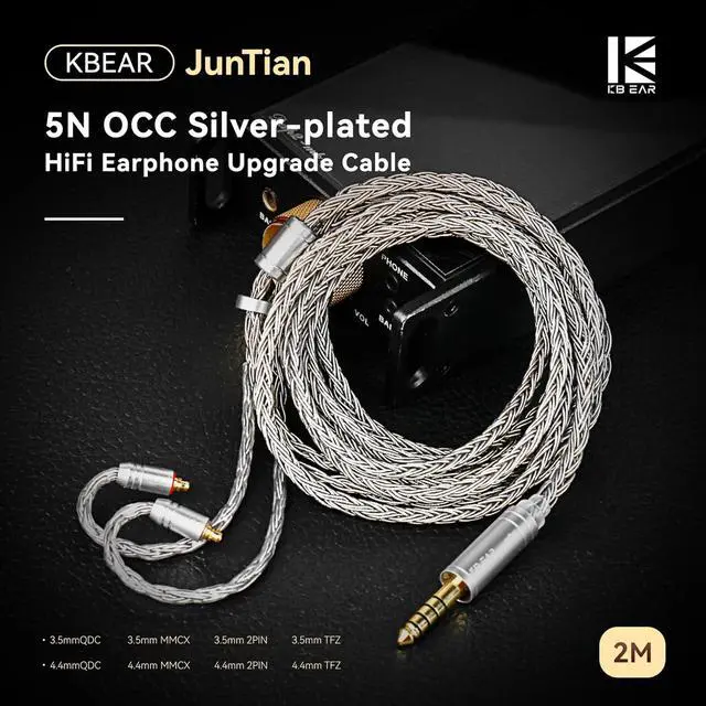 Alt view image 4 of 7 - 2.0m Long in Ear Monitor Cable KBEAR ST24 Plus IEM Cable 5N OCC Silver-Plated HiFi Earphone Upgrade Wires Earbud Headphone Replacement Extension Cord for Audiophile (2PIN 3.5 Violet 2.0m)