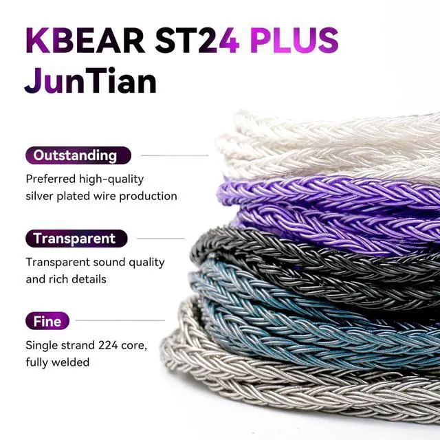 Alt view image 2 of 7 - 2.0m Long in Ear Monitor Cable KBEAR ST24 Plus IEM Cable 5N OCC Silver-Plated HiFi Earphone Upgrade Wires Earbud Headphone Replacement Extension Cord for Audiophile (2PIN 3.5 Violet 2.0m)