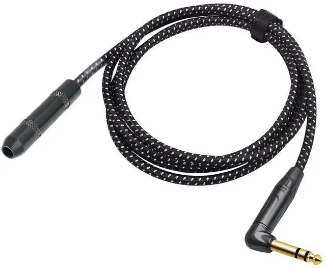 Main image of 6Feet Right Angle 1/4 TRS Male to Female Stereo Audio Cable 6.35mm TRS Male to Female Stereo Headphone Guitar Extension Cable Cord-1 Pack