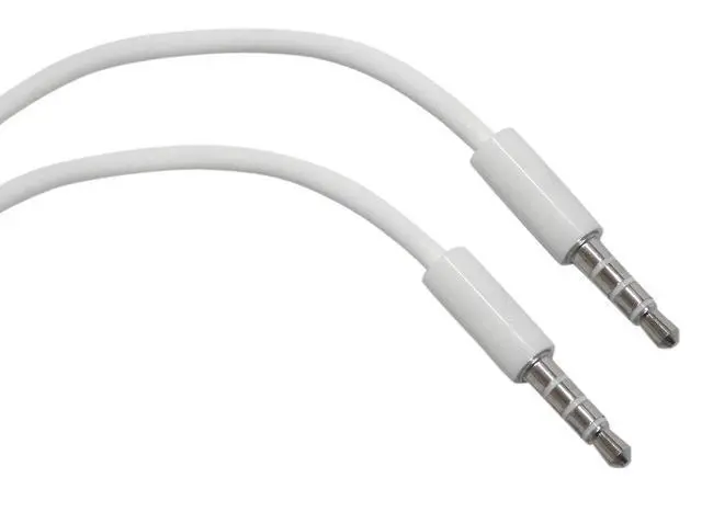 Alt view image 2 of 3 - White 3 Foot 3.5mm Male to Male 4 Conductor Aux/Headphone Cable