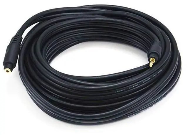 Main image of Audio Extension Cable - Premium 3.5mm Stereo Male to 3.5mm Stereo Female Gold Plated 22AWG 25 Feet Black