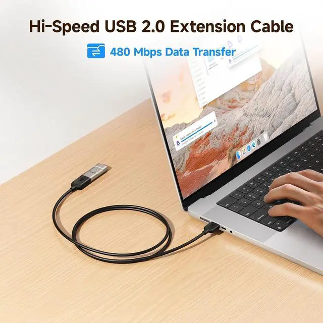 Alt view image 2 of 7 - 3-Pack USB Extension Cable - 6ft Male to Female USB Extender Cable USB2.0 Extension Cord 480Mbps Black